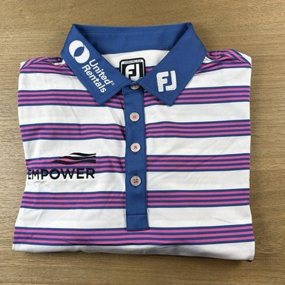 FootJoy FJ Davis Riley Tour Issue Match Worn Golf Polo Shirt Mens M Athletic Fit