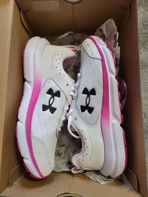 NEW! Under Armour Women's Assert Charged Pink Black White Running Shoes Sz 8