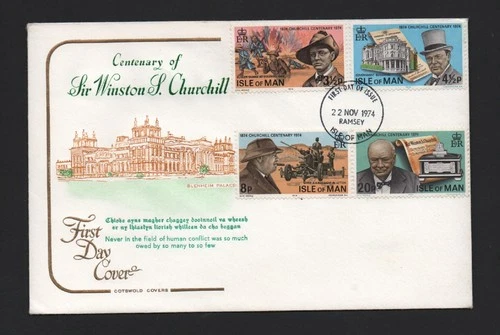 ISLE OF MAN 1974 COTSWOLD FDC - CENTENARY OF SIR WINSTON CHURCHILL