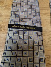 Roberto Villini Collezione 100 Silk Hand Made Geometric Print Neck Tie