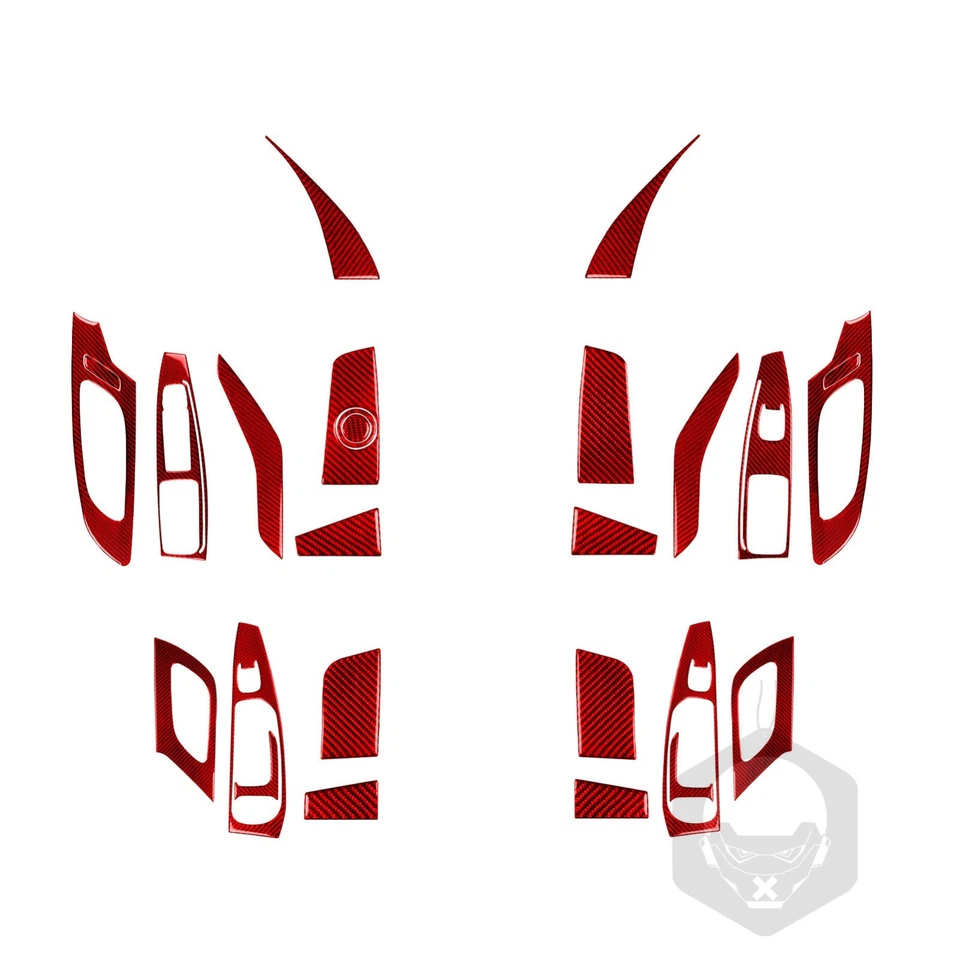 Kits de molduras de puerta interior de fibra de carbono roja de 24 piezas para Chevrolet Traverse 2018-2023 Foto 2 de 4