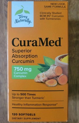 Terry Naturally CuraMed Superior Absorption 750mg 120 Softgels Authentic Exp6/28