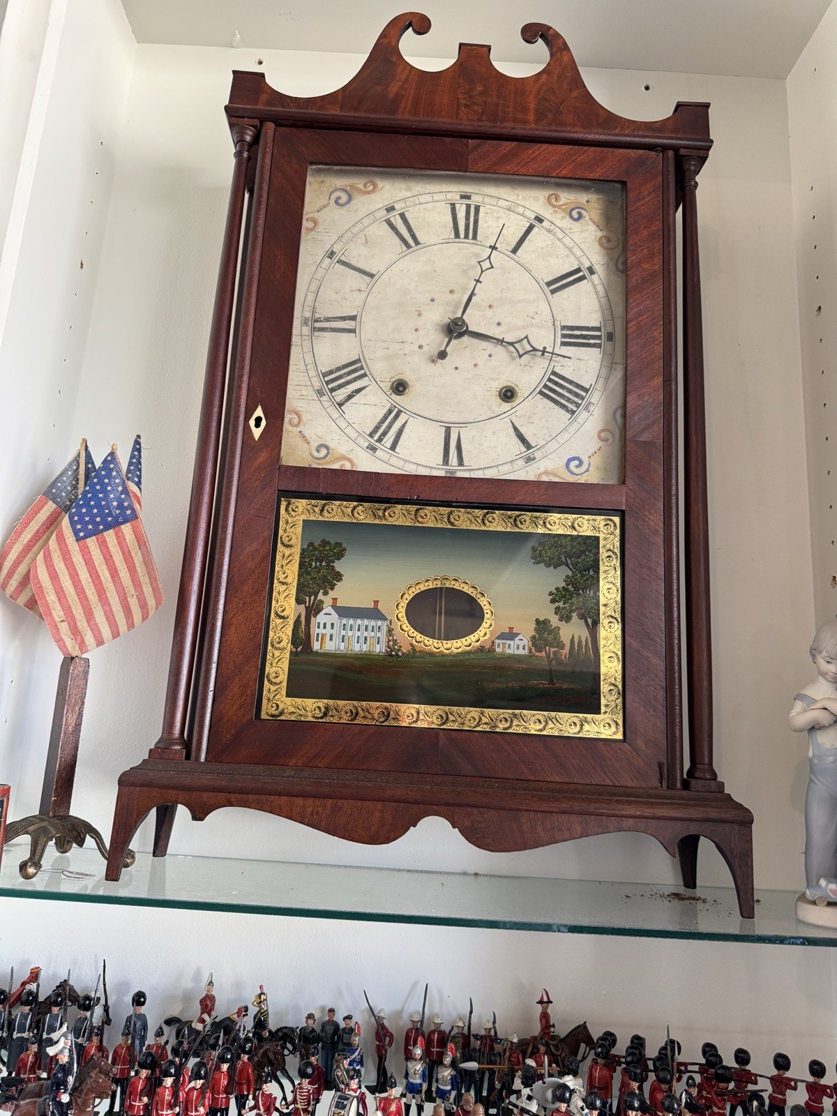 Antique Pendulum Chime Wall Clock Wood