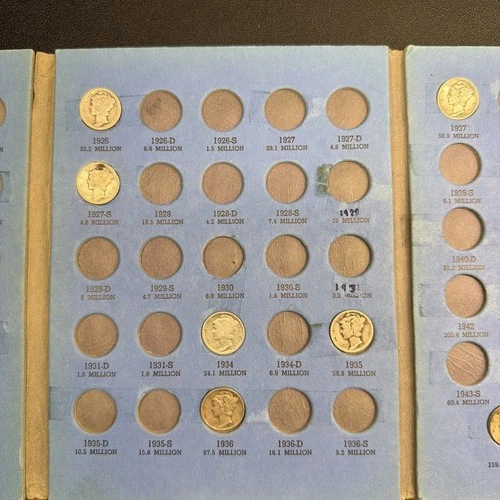 Starter Lot of 10 Mercury Dimes with Whitman Folder - F-VF coins pictured MDB3