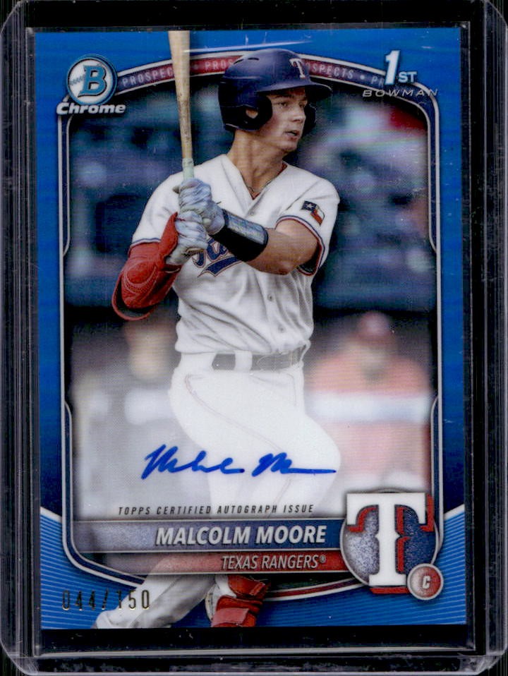 2025 Bowman Malcolm Moore Chrome Auto Blue Refractor 1st #44/150