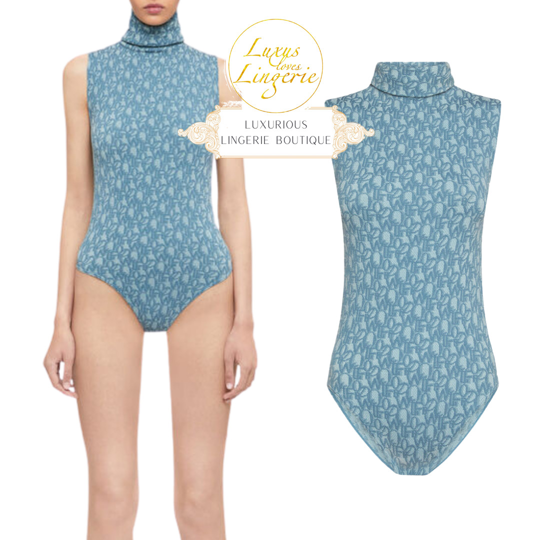 Cotton Letter Body By Wolford S Small Lake Sky Blue High Collar Monogram
