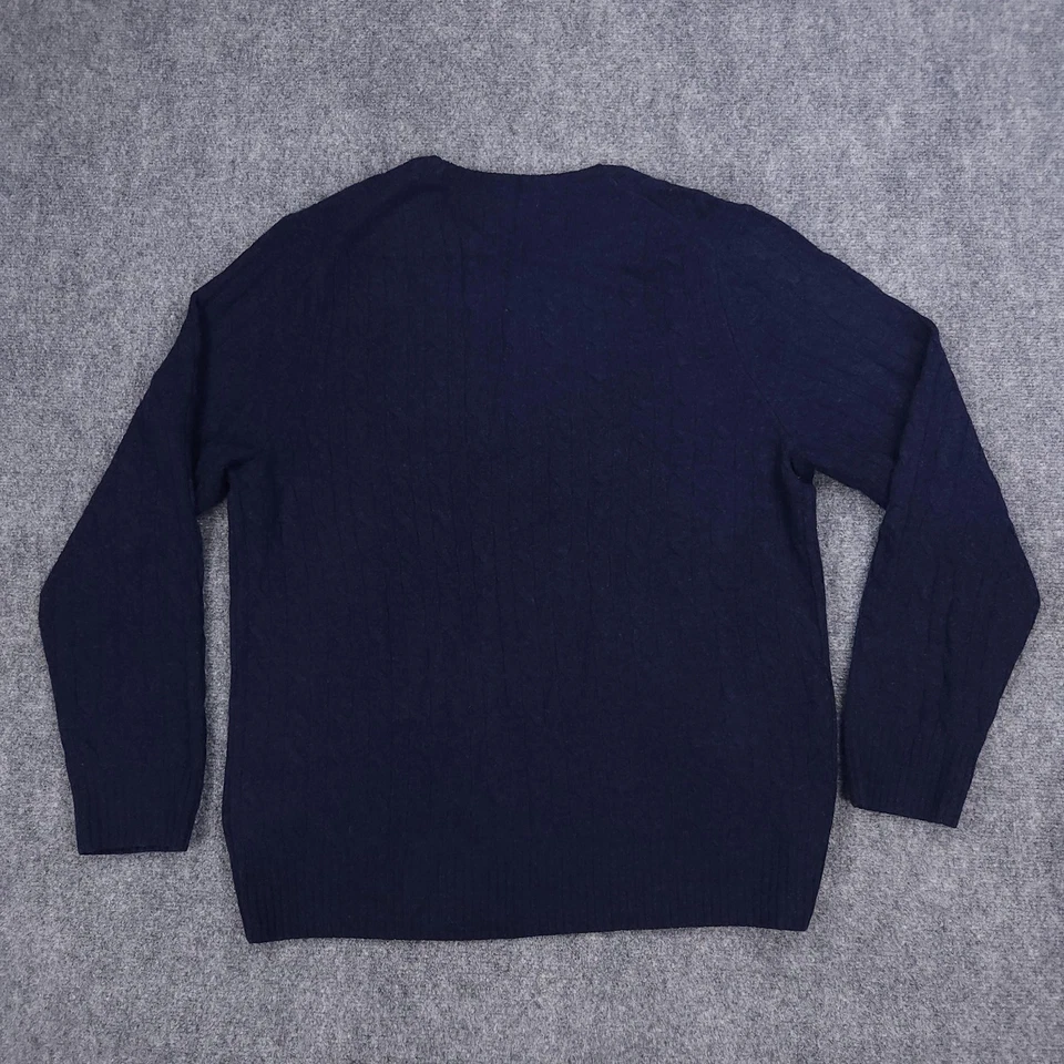 Свитер мужской Brooks Brothers XL темно-синий из овечьей шерсти вязаный пуловер с круглым вырезом - Изображение 2 из 4