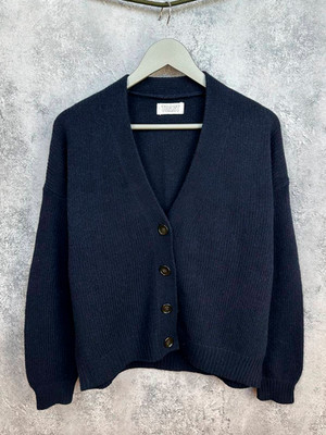 TOAST Extrafine Merino Wool Cardigan Ribbed Navy Sweater Oversized Women's Sz M