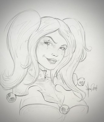 Harley Quinn - Signed Original Art by Comic Artist Aiden Thomas Serrano w/COA