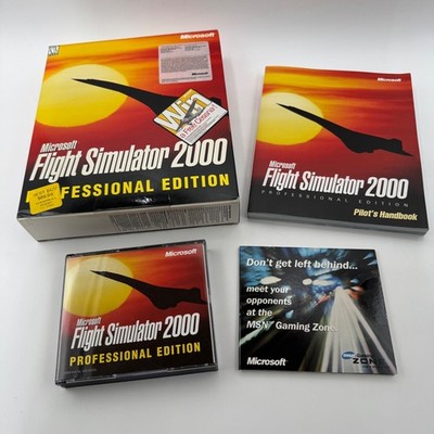 Microsoft Flight Simulator 2000 Professional Edition PC Big Box 3 Disc Vintage