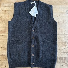 NWT WoolOvers Sweater Vest Waistcoat Men  s Small Gray Lambswool Button Front