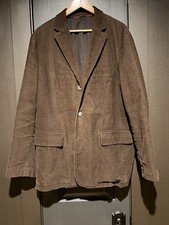 Y2K J Crew Vintage Corduroy Dark Brown Cotton 3 Button Blazer Mens Large