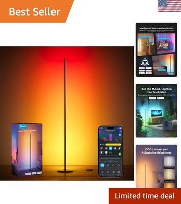 RGBIC Floor Lamp Basic, 1000lm LED Corner Lamp Compatible with SmartThings, A...