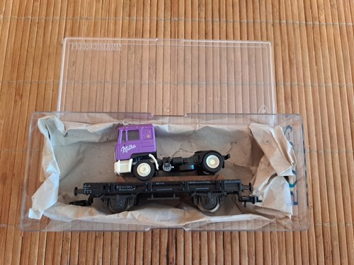Fleischmann 5219; Flachwagen mit Herpa MAN LKW | Condition: Gebraucht