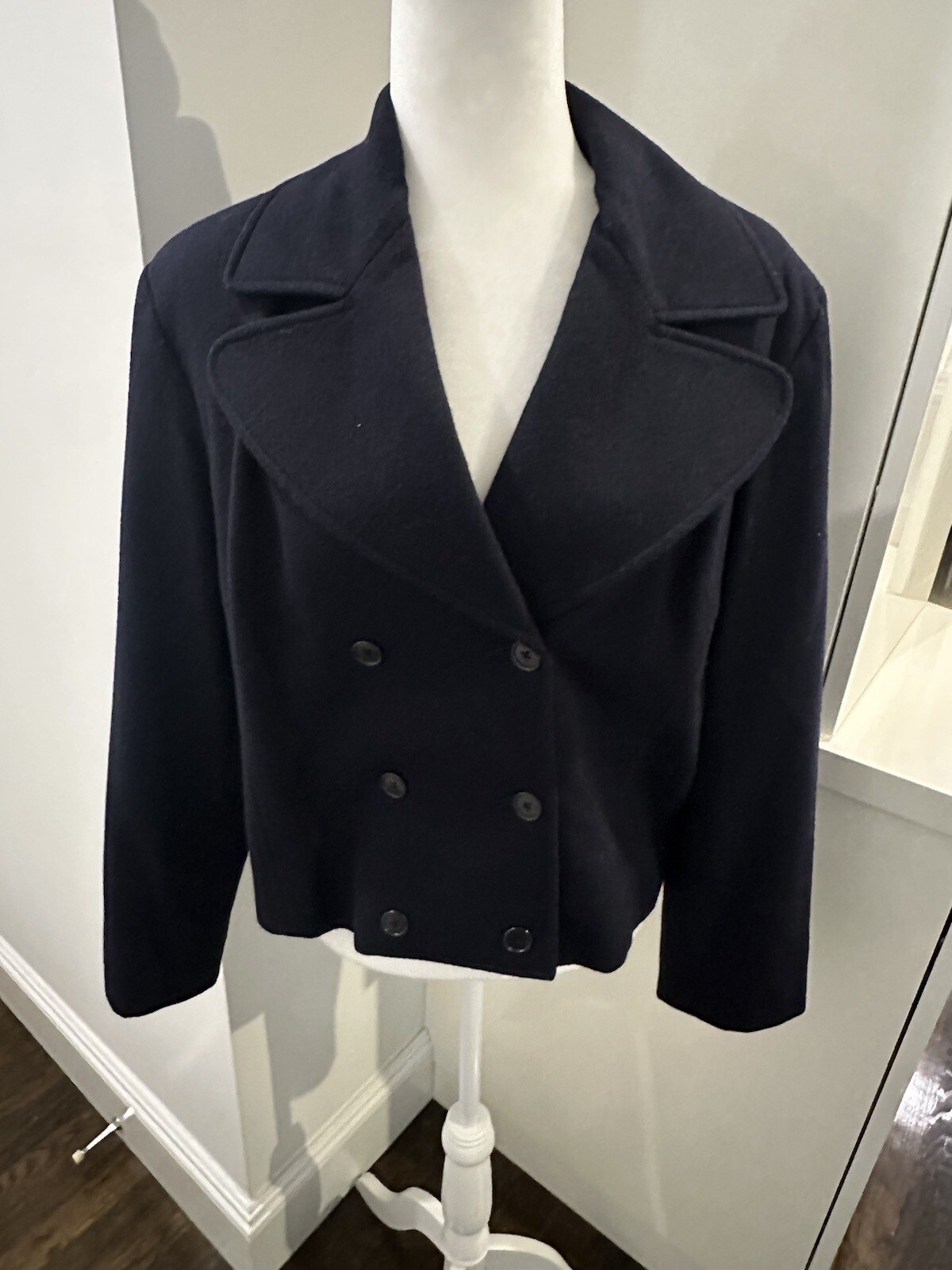 Rare 2 Piece Banana Republic black wool sailor Vintage 90’a Blazer Skirt Suit image 3