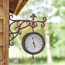 Outdoor Garden Double-Sided Station Wall Clock Vintage Hanging Bracket Clocks