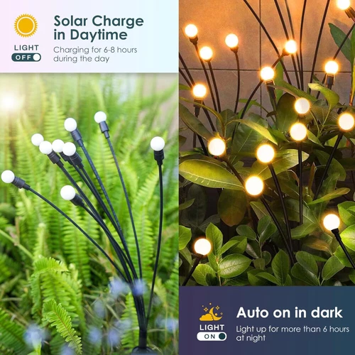 Solar-Gartenlichter 10 LED 4X Solarlampen Wasserdicht Glühwürmchen Solarleuchten - Bild 4 von 16