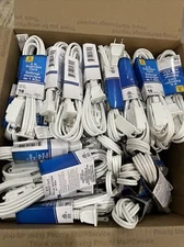 50X 6FT 3 Outlet 2 Prong Indoor Wall Power AC Extension Cord Cable White UL