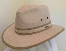 STETSON * NEW MENS FEDORA HAT M or L * BIG BRIM SUN RAIN PANAMA STYLE SAFARI UPF
