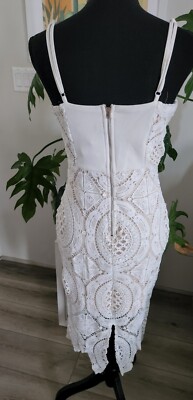 Lac Bleu Womens White Dress Lace Size Medium Body Con | eBay