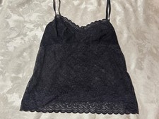 Vtg POOF EXCELLENCE L Black Sheer Lace Camisole