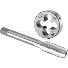 7/16"-24 UNF Tap and Die Set Right Hand, 7/16 x 24 UNF Thread Tap and Round Die