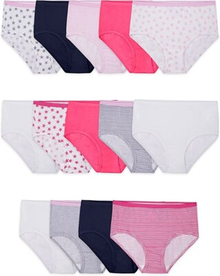 Fruit of the Loom Girls Cotton Brief Underwear Multipacks, 14 Pack-Fashion-12