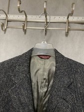 Jos A Bank Harris Tweed Blazer Men 42R Gray Herringbone 3Btn Coat Jacket Luxury