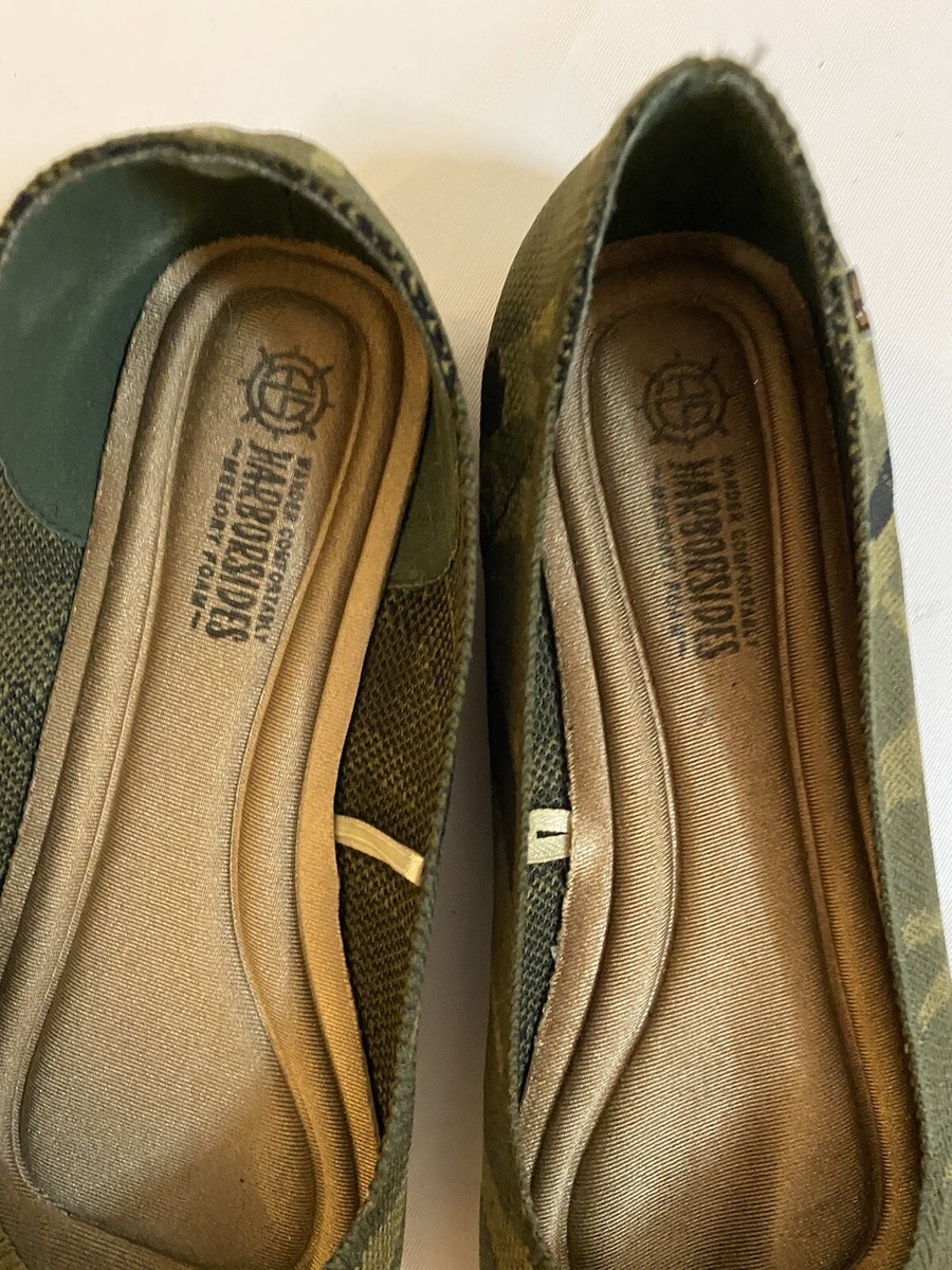 Harborsides Slip On Comfort Shoes Flats Memory Foam Women's Size 6W  Camouflage