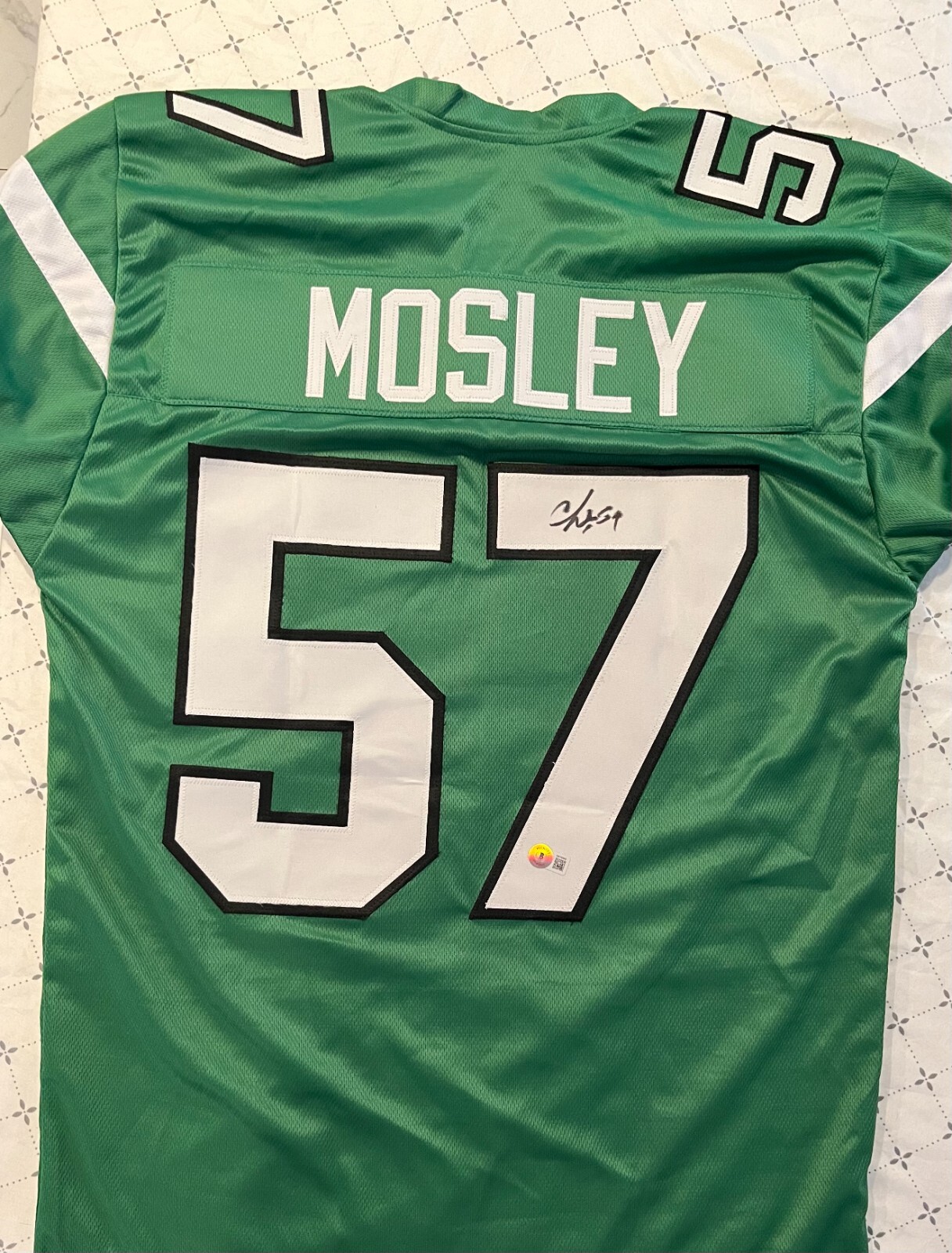 C.J. Mosley Autographed Signed New York Jets / CJ New York Green Football Jersey BAS COA 