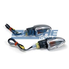 Arrow Deco Motorcycle Turn Signals 12 Volt Faux Carbon Fiber Clear