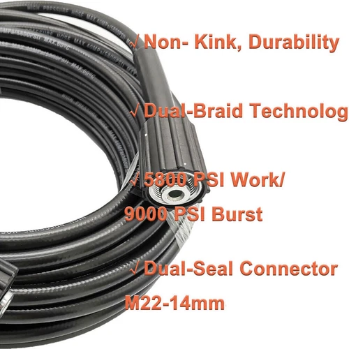 High Pressure 4000PSI Car Power Washer Gun Spray Wand Lance Nozzle 50FT Hose Kit - Picture 13 of 17
