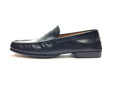 TOD'S Black Leather Grooved Rubber Soles Men's Driving Penny