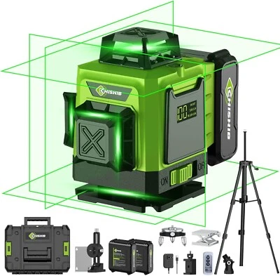 CHISHIB Laser Level 360 Self Leveling with Tripod with 2x4800mAh Batteries,Durable Case