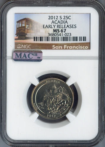 2012-S Acadia Quarter NGC MAC MS67 Early Release Quality