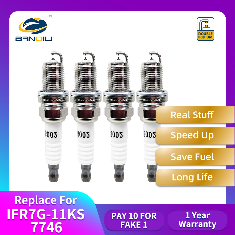 4pc Double-Iridium Spark Plug Replace For NGK IFR7G-11KS 7746 Longest Life