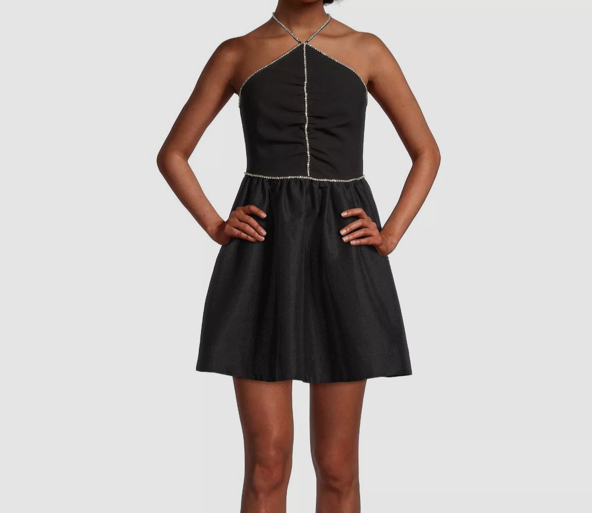 $358 LIKELY Women's Black Renn Crystal-Embellished Halter Mini Dress Size 0  | eBay