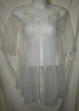 Vintage Peignoir Ivory Robe Nylon Shadow Line Bridal Lingerie NWT 321