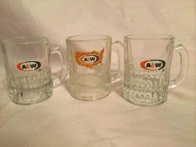 A & W Root Beer Float Mugs Set of 3  Miniature Size 2 Different Logos