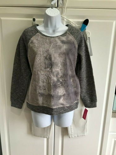 NEW Inc Jeans Size 0 Sparkly Silver with Xhilaration Sweater Shirt Size 14/16 - Picture 2 of 11