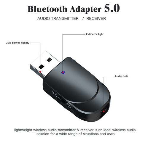 2in1 USB Bluetooth-kompatibler5.0 Audio-Sender-Empfänger Computer-TV-Adapter - Bild 13 von 16