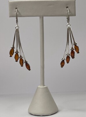 BERNSTEIN Stein SCHMUCK Ohrringe mit Sterlingsilber. COGNAC Bernstein Ohrhänger.