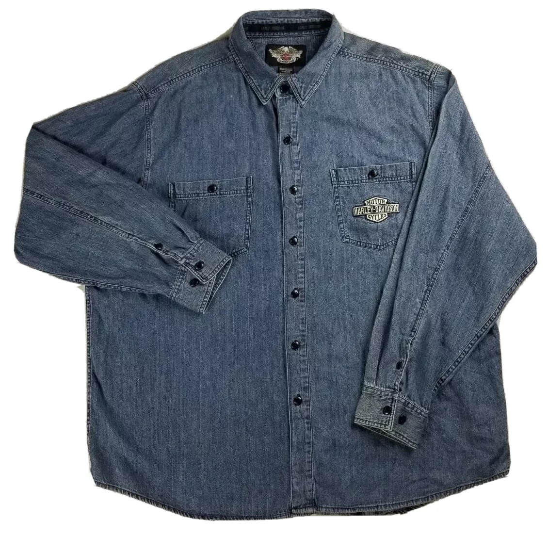 Harley davidson blue jean best sale shirt