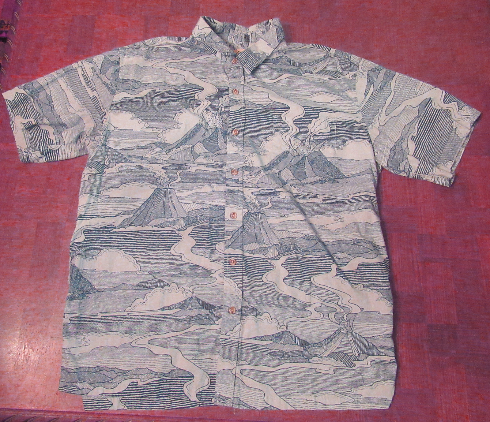 Cooke Street exploding volcanoes button-front Haw… - image 1