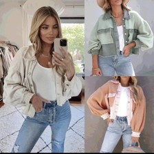 Women’s Patchwork Washed Jacket Ivory Sz S New