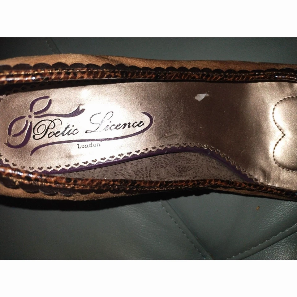 Poetic License Лондон коричневый ретро стиль насосы размер 9,5 Funky уникальный Artsy - Изображение 4 из 4