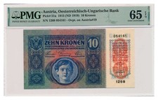 AUSTRIA banknote 10 Kronen 1919 PMG MS 65 EPQ Gem Uncirculated