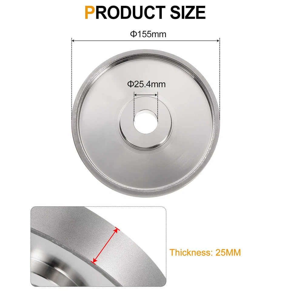 Rueda lapidaria Diamond 6 pulgadas x 1 pulgada agujero de eje 600 muelas abrasivas de grano Foto 3 de 4