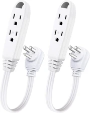 K KASONIC 1ft 3-Outlet Extension Cord 2-Pack, UL Listed, 13A 125V, White