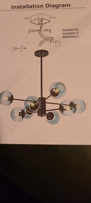 8-Light Modern Chandelier, Sputnik Pedant Light Fixture with Gradient blue Glass